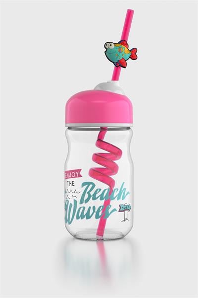 Renga Bubble Kids Desenli 370 ml Pipetli Cam Şişe 182048 Pembe