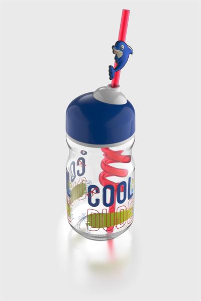 Renga Bubble Kids Desenli 370 ml Pipetli Cam Şişe 182048 Mavi