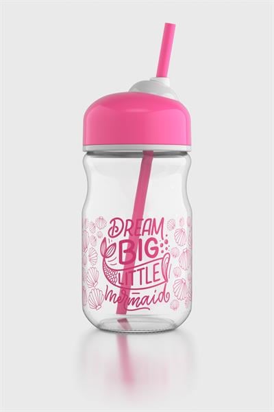 Renga Bubble Kids Dream Big Desenli 370 ml Pipetli Cam Şişe 182027 Fuşya