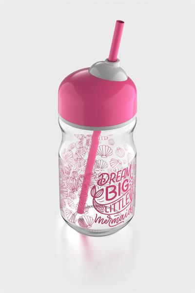 Renga Bubble Kids Dream Big Desenli 370 ml Pipetli Cam Şişe 182027 Fuşya