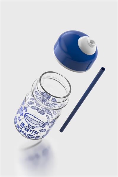Renga Bubble Kids Little Dreamer Desenli 370 ml Pipetli Cam Şişe 182027 Mavi