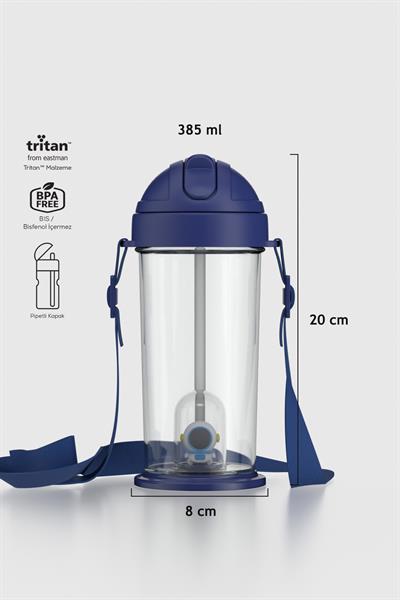 Renga Cosmo Astronot Figürlü 385 ml Pipetli Askılı Tritan Çocuk Matara 912147 Mavi