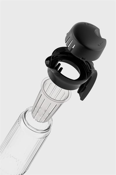 Renga Daisy 1500 ml Siyah Kapaklı Süzgeçli Gravürlü Detoks Cam Sürahi 111025