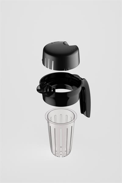 Renga Daisy 1500 ml Siyah Kapaklı Süzgeçli Gravürlü Detoks Cam Sürahi 111025
