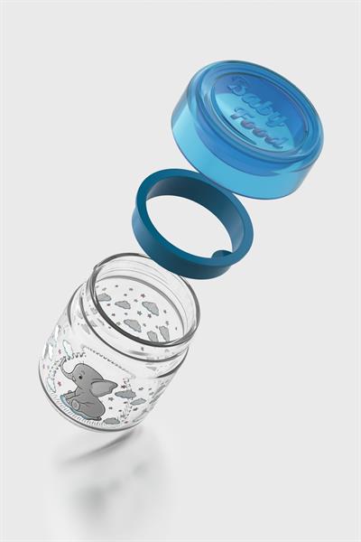 Renga Dolce Desenli 210 ml Silikon Contalı Cam Mama Kavanozu 222003 Mavi