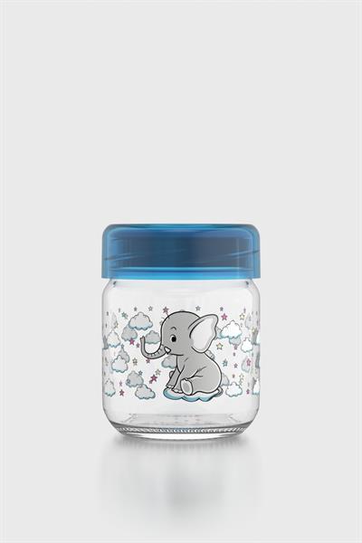 Renga Dolce Desenli 210 ml Silikon Contalı Cam Mama Kavanozu 222003 Mavi