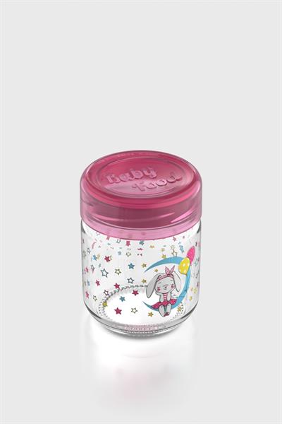 Renga Dolce Desenli 210 ml Silikon Contalı Cam Mama Kavanozu 222003 Fuşya