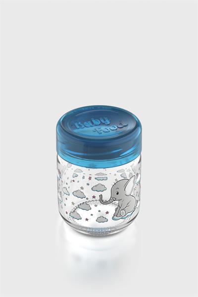 Renga Dolce Desenli 210 ml Silikon Contalı Cam Mama Kavanozu 222003 Mavi