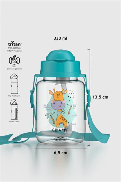 Renga Dore Desenli 330 ml Pipetli Tritan Bebek Suluk 912123 Mavi