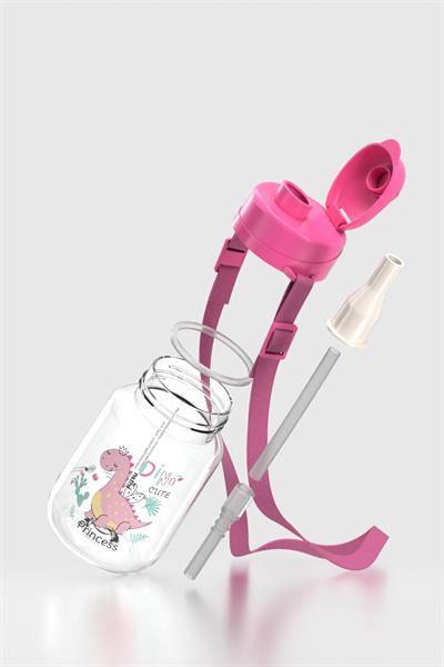 Renga Dore Desenli 330 ml Pipetli Tritan Bebek Suluk 912123 Pembe