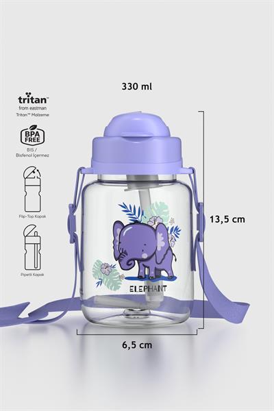 Renga Dore Desenli 330 ml Pipetli Tritan Bebek Suluk 912123 Mor