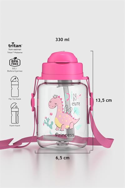 Renga Dore Desenli 330 ml Pipetli Tritan Bebek Suluk 912123 Pembe