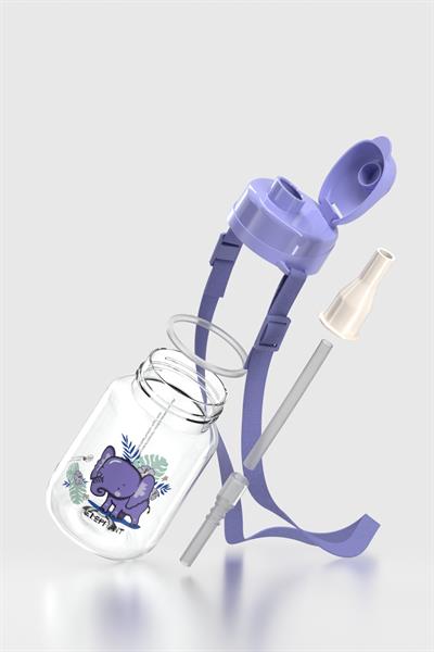 Renga Dore Desenli 330 ml Pipetli Tritan Bebek Suluk 912123 Mor