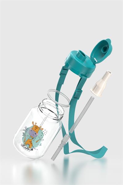 Renga Dore Desenli 330 ml Pipetli Tritan Bebek Suluk 912123 Mavi