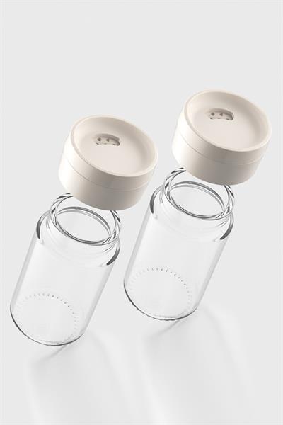 Renga Dorian 105 ml Bej Kapaklı 2li Cam Tuzluk Biberlik Seti 121006