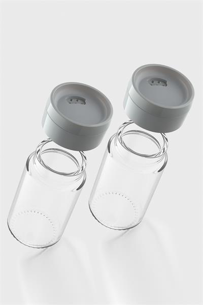 Renga Dorian 105 ml Gri Kapaklı 2li Cam Tuzluk Biberlik Seti 121006