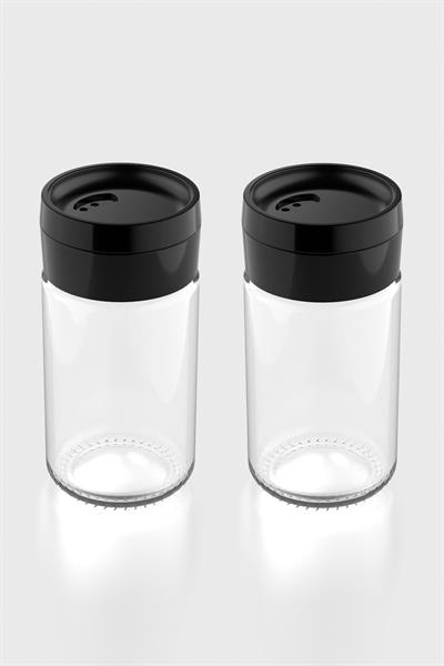 Renga Dorian 105 ml Siyah Kapaklı 2li Cam Tuzluk Biberlik Seti 121006