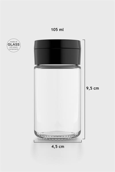 Renga Dorian 105 ml Siyah Kapaklı Cam Tuzluk 121006