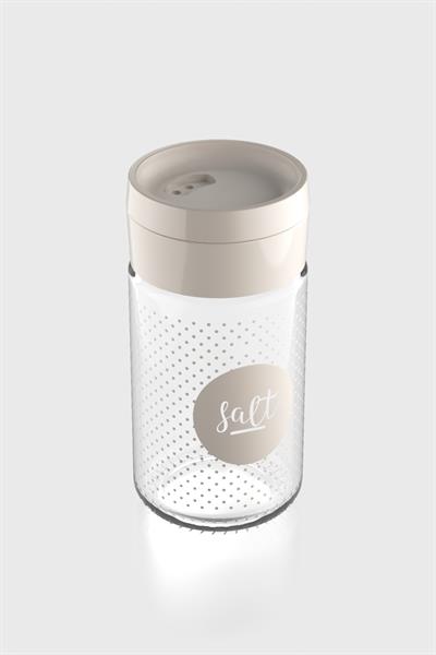 Renga Dorian Salt Desenli 105 ml Bej Kapaklı Cam Tuzluk 122007