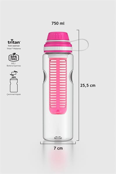 Renga Ege 750 ml Tritan Süzgeçli Detoks Matara 911008 Fuşya