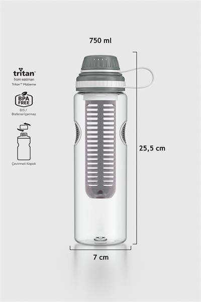 Renga Ege 750 ml Tritan Süzgeçli Detoks Matara 911008 Füme