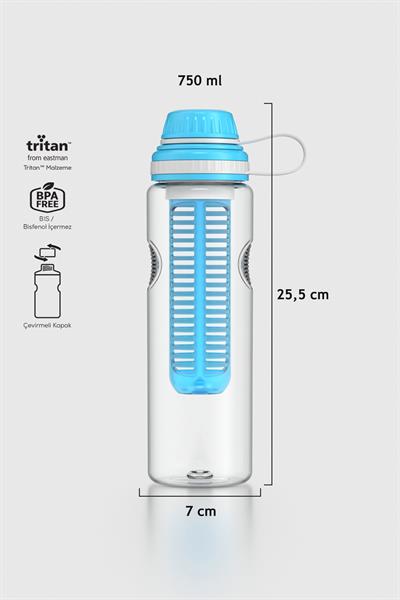 Renga Ege 750 ml Tritan Süzgeçli Detoks Matara 911008 Turkuaz