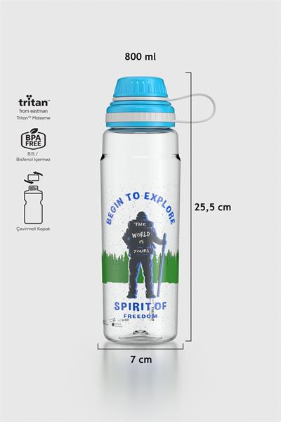Renga Ege Begin Desen 800 ml Tritan Matara 912069 Mavi