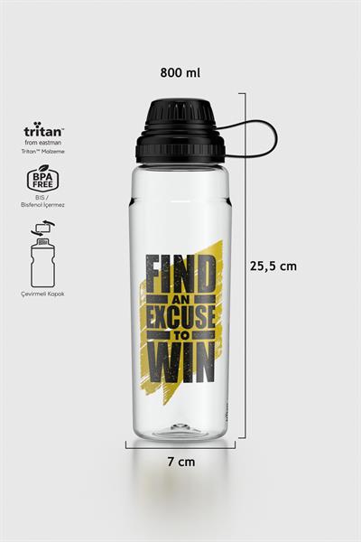 Renga Ege Find Desen 800 ml Tritan Matara 912069 Siyah