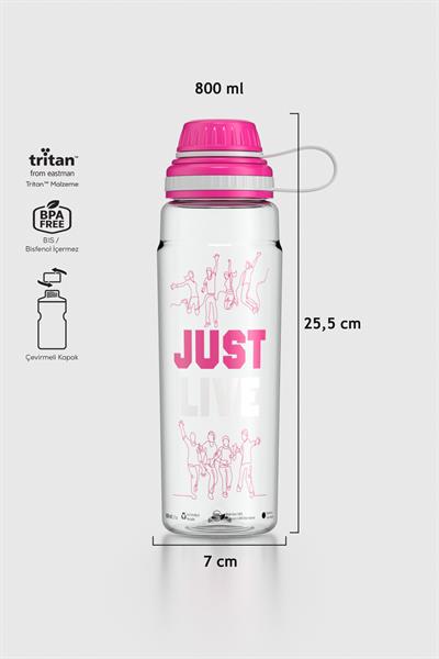 Renga Ege Just Live Desen 800 ml Tritan Matara 912069 Fuşya