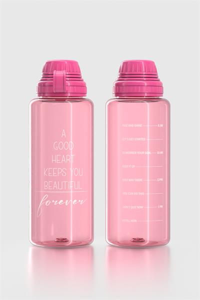 Renga Ege Yazı Desenli 1000 ml Tritan Matara 912141 Fuşya