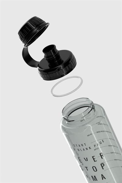 Renga Ege Yazı Desenli 1000 ml Tritan Matara 912141 Siyah