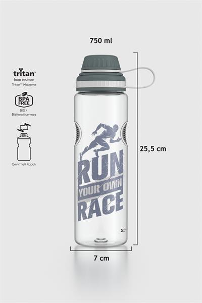 Renga Ege Yazı Desenli 750 ml Tritan Matara 912067 Füme