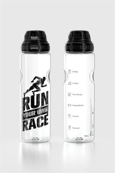 Renga Ege Yazı Desenli 750 ml Tritan Matara 912067 Siyah