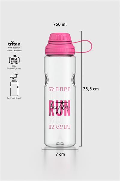 Renga Ege Yazı Desenli 750 ml Tritan Matara 912067 Fuşya