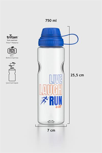 Renga Ege Yazı Desenli 750 ml Tritan Matara 912067 Mavi