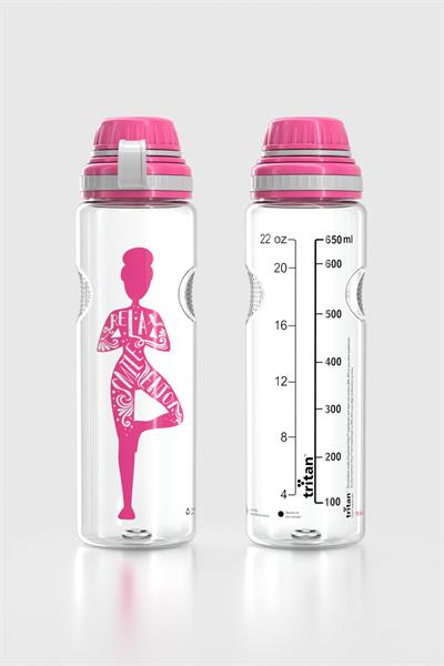 Renga Ege Yoga Desenli 750 ml Tritan Matara 912067 Fuşya