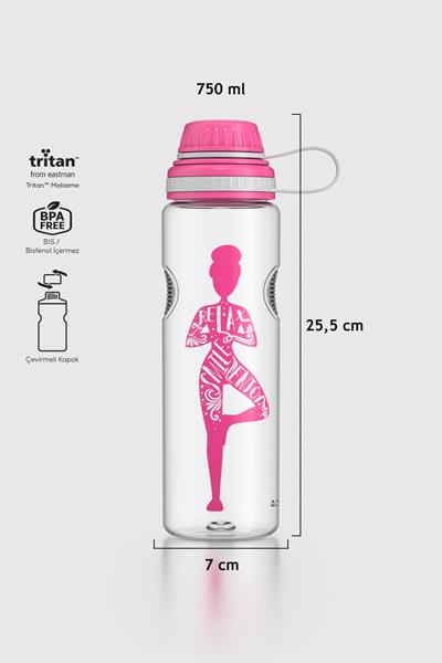 Renga Ege Yoga Desenli 750 ml Tritan Matara 912067 Fuşya