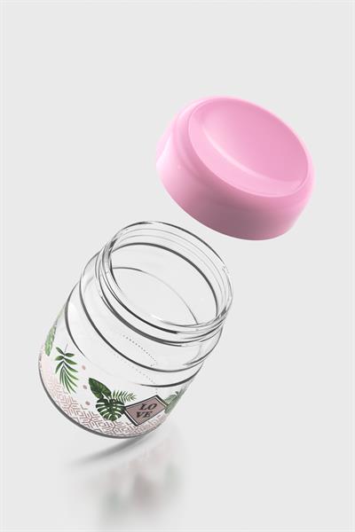 Renga Etnic Love 900 ml Desenli Cam Kavanoz 132001 Pembe