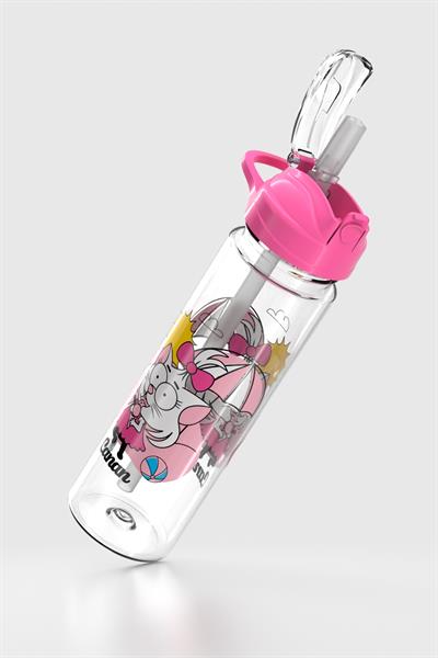 Renga Falcon Kral Şakir Canan Desenli 630 ml Pipetli Tritan Çocuk Matara 222031 Pembe