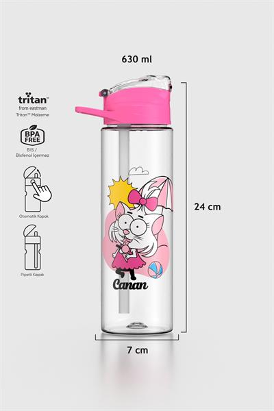 Renga Falcon Kral Şakir Canan Desenli 630 ml Pipetli Tritan Çocuk Matara 222031 Pembe