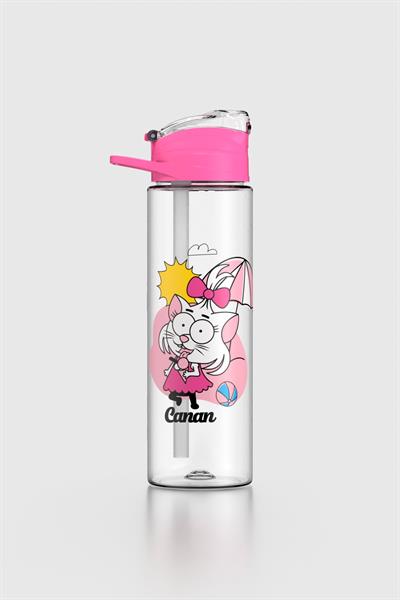 Renga Falcon Kral Şakir Canan Desenli 630 ml Pipetli Tritan Çocuk Matara 222031 Pembe