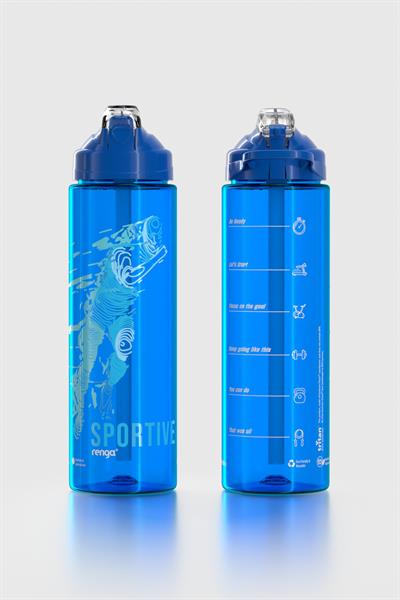 Renga Falcon Spor Desenli 630 ml Pipetli Tritan Matara 912016 Mavi