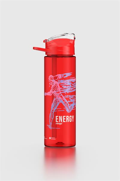 Renga Falcon Spor Desenli 630 ml Pipetli Tritan Matara 912016 Kırmızı