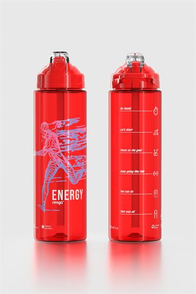 Renga Falcon Spor Desenli 630 ml Pipetli Tritan Matara 912016 Kırmızı