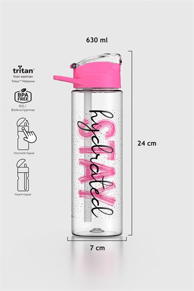 Renga Falcon Stay Desenli 630 ml Pipetli Tritan Matara 912016 Fuşya