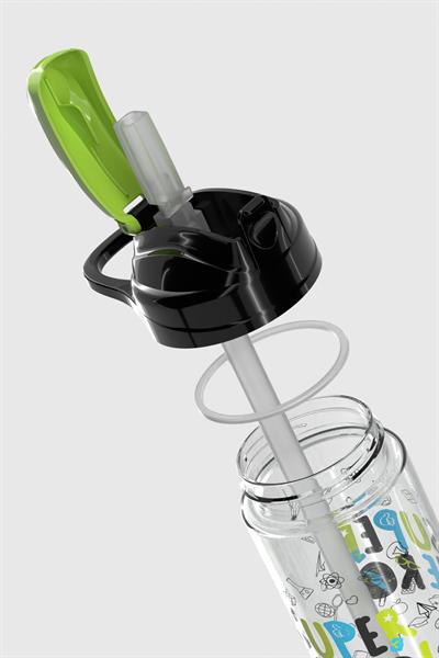 Renga Falcon Süper Hero Desenli 500 ml Pipetli Tritan Çocuk Matara 912037 Siyah