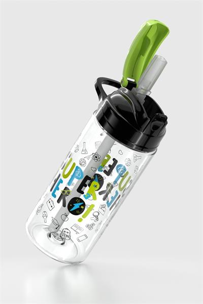 Renga Falcon Süper Hero Desenli 500 ml Pipetli Tritan Çocuk Matara 912037 Siyah