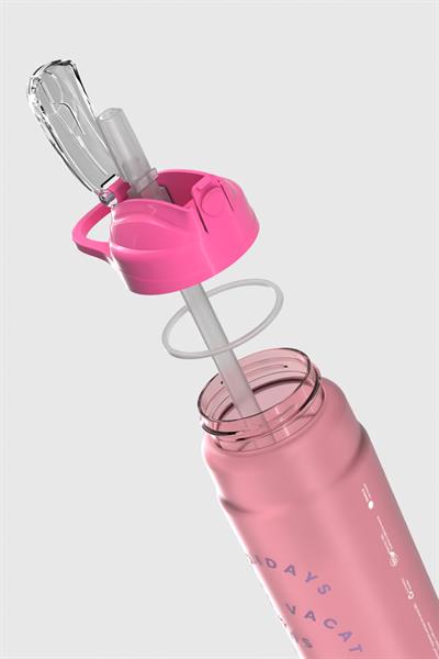 Renga Falcon Yazı Desenli 800 ml Pipetli Tritan Matara 912140 Fuşya