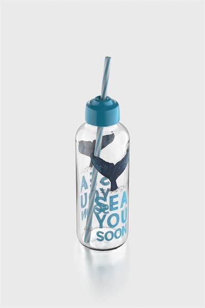 Renga Felix Sea You Soon Desenli 450 ml Pipetli Cam Şişe 182055 Turkuaz