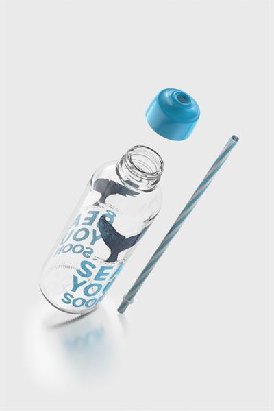 Renga Felix Sea You Soon Desenli 450 ml Pipetli Cam Şişe 182055 Turkuaz